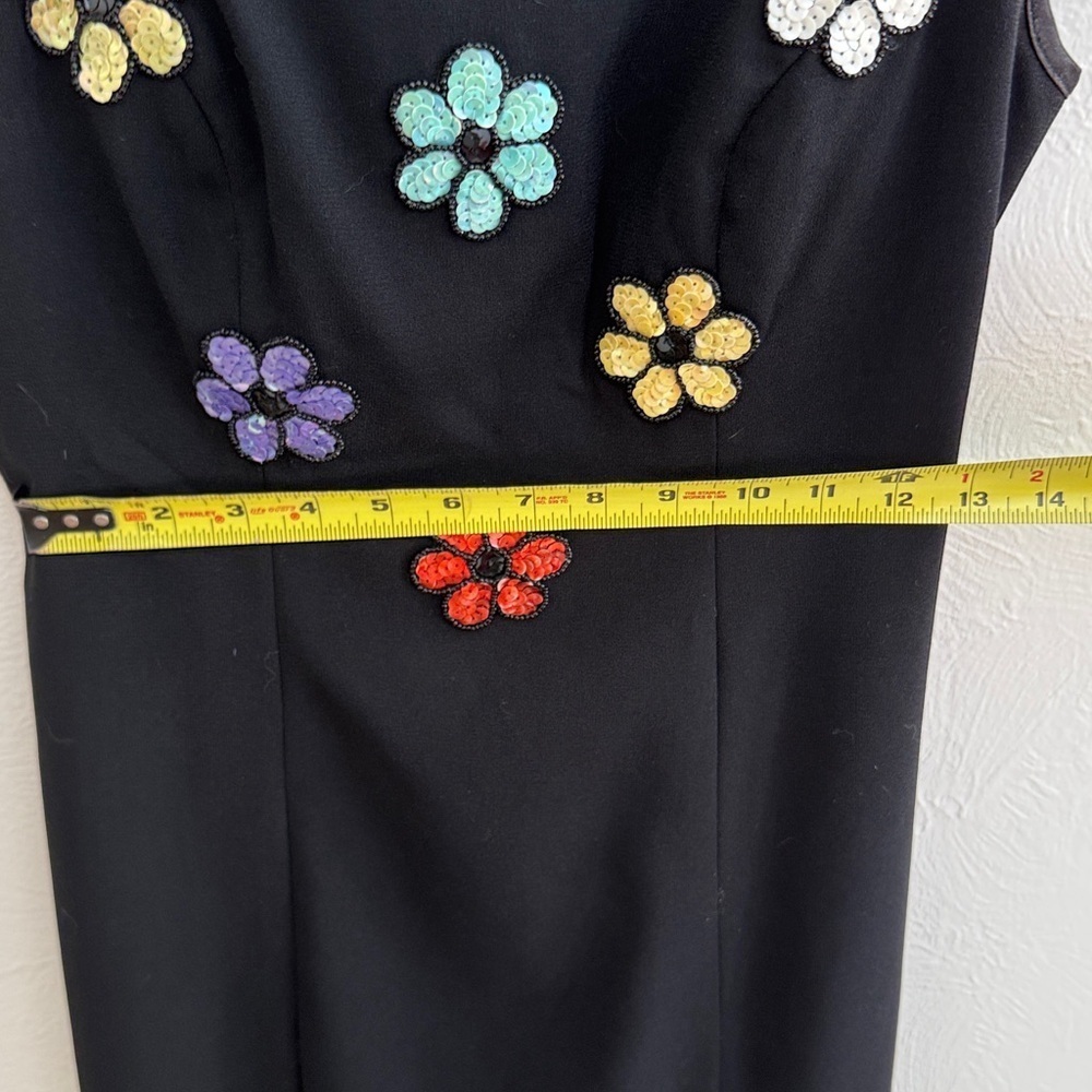 Vintage Cache Black Maxi Sequin Beaded Flower Dress - Picture 15 of 15